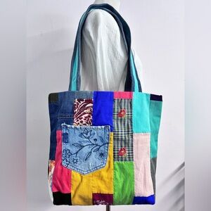 Handmade/Upcycled Shoulder/Tote Bag, Multicolored, 15”x 16”, Casual